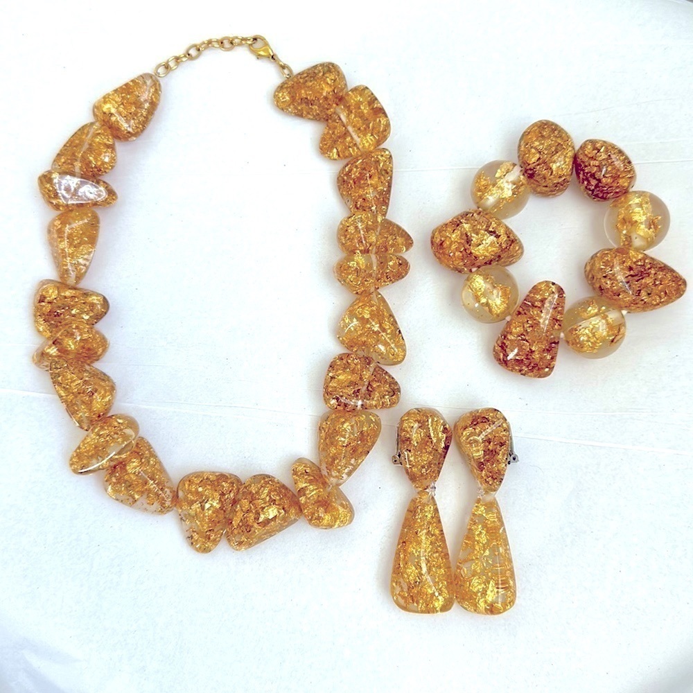 Matching Necklace, Earrings and Bracelet Set, Designer Pieces made in France